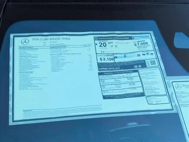 2026 Mercedes-Benz S 580 4MATIC