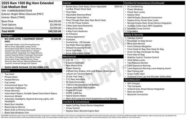 2025 RAM 1500 Big Horn Quad Cab 4x2 64 Box 2025 RAM 1500 Big Horn Quad Cab 4x2 64 Box