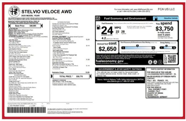 2025 Alfa Romeo Stelvio STELVIO AWD 2025 Alfa Romeo Stelvio STELVIO AWD