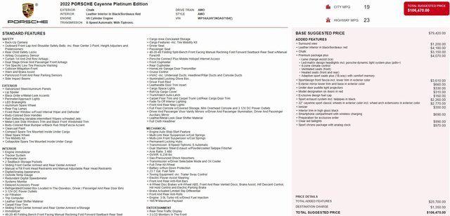 2022 Porsche Cayenne Platinum Edition