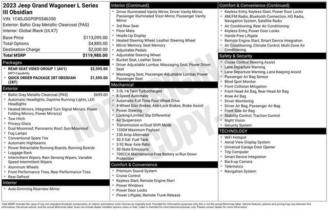 2023 Wagoneer Grand Wagoneer L Series III Obsidian 4x4 2023 Wagoneer Grand Wagoneer L Series III Obsidian 4x4