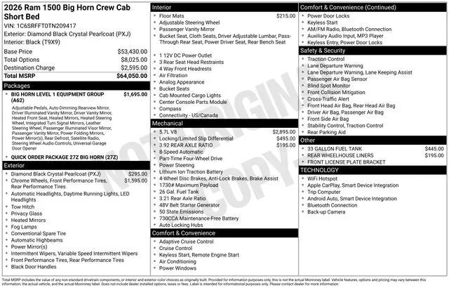 2026 Ram 1500 Big Horn Crew Cab 4x4 5'7" Box
