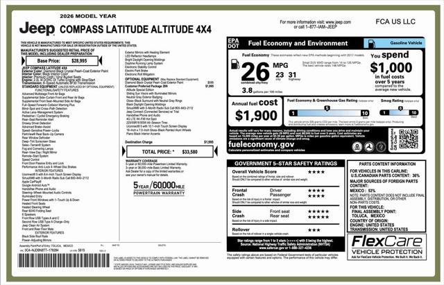 2026 Jeep Compass COMPASS LATITUDE ALTITUDE 4X4