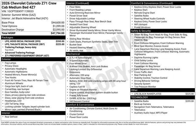 2026 Chevrolet Colorado Z71, 4WD
