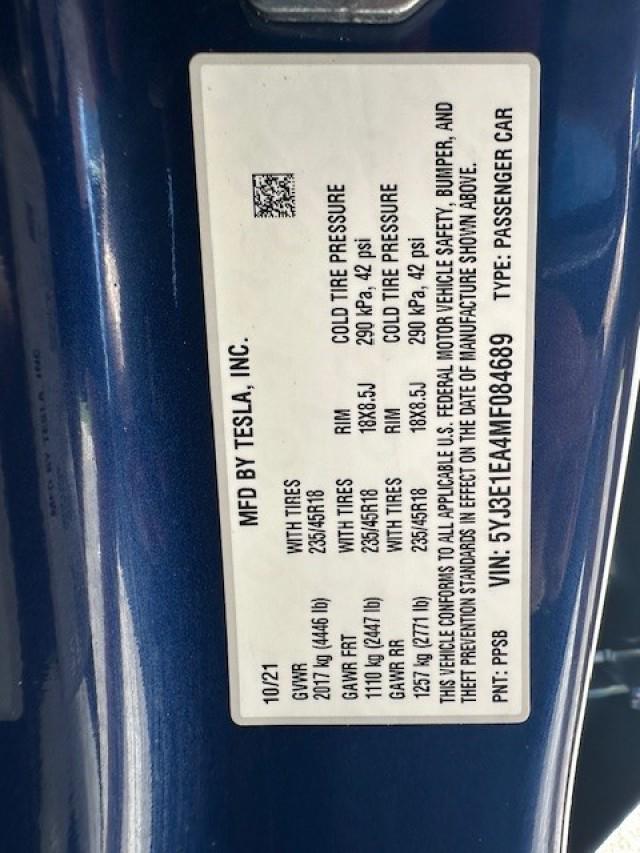 2021 Tesla Model 3 Standard Range Plus Rear-Wheel Drive