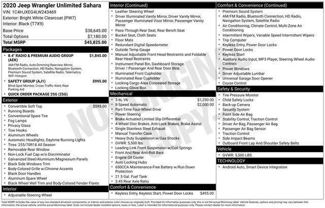 2020 Jeep Wrangler Unlimited Sahara 2020 Jeep Wrangler Unlimited Sahara