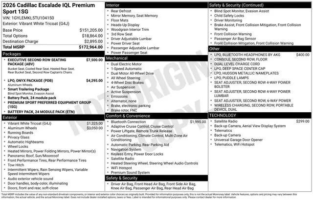 2026 Cadillac Escalade IQL Premium Sport AWD for sale in Fort Lauderdale, FL