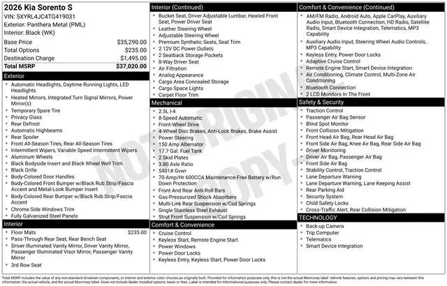 2026 Kia Sorento S for sale in Boardman, OH