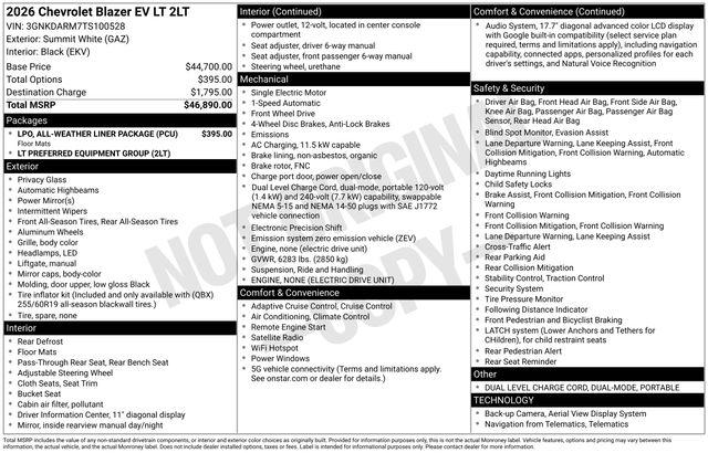 2026 Chevrolet V Blazer FWD LT