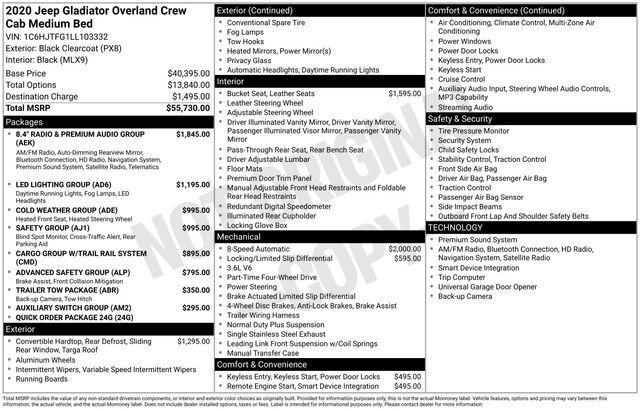 2020 Jeep Gladiator Overland 4X4 2020 Jeep Gladiator Overland 4X4