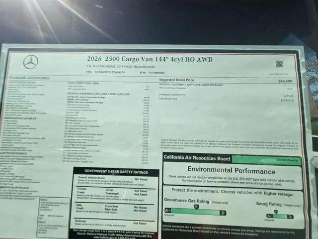 2026 Mercedes-Benz Sprinter 2500 Standard Roof 4-Cyl Diesel HO