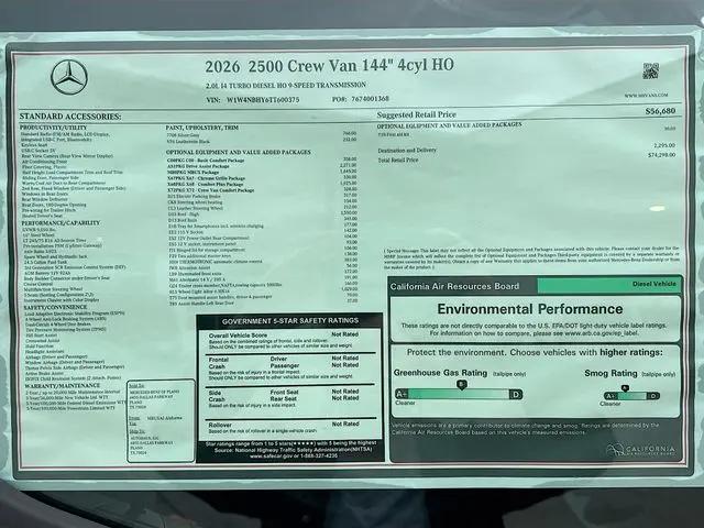 2026 Mercedes-Benz Sprinter 2500 Standard Roof 4-Cyl Diesel HO