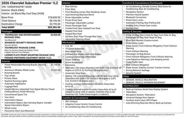 2026 Chevrolet Suburban Premier, RWD