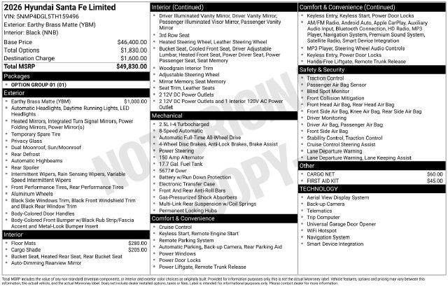 New 2026 Hyundai Santa Fe Limited For Sale in Olive Branch, MS