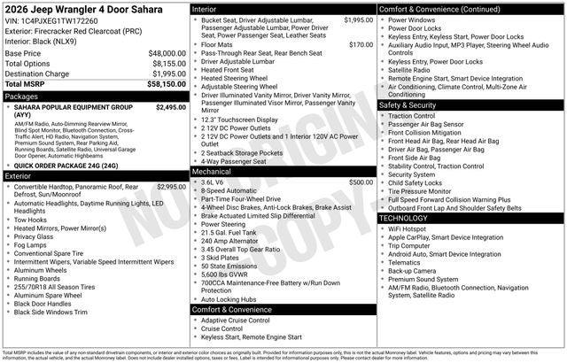 2026 Jeep Wrangler 4-Door Sahara 4x4