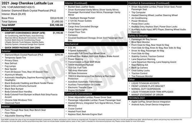 2021 Jeep Cherokee Latitude Lux 4X4 2021 Jeep Cherokee Latitude Lux 4X4