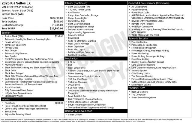 2026 Kia Seltos LX for sale in Boardman, OH