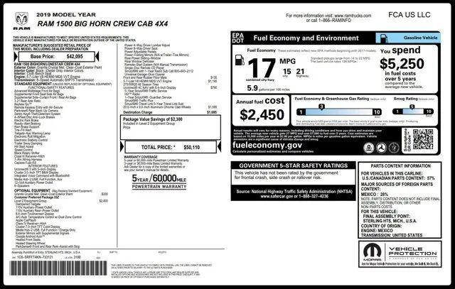 2019 Ram 1500 Big Horn/Lone Star Crew Cab 4x4 57 Box