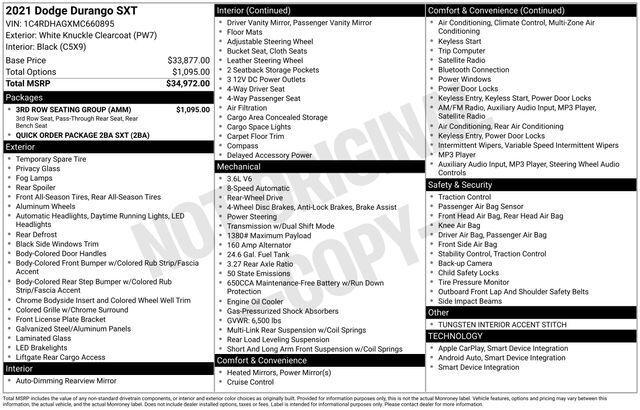 2021 Dodge Durango SXT RWD