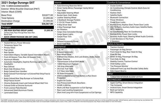 2021 Dodge Durango SXT RWD