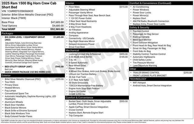 2025 RAM 1500 Big Horn Crew Cab 4x2 57 Box