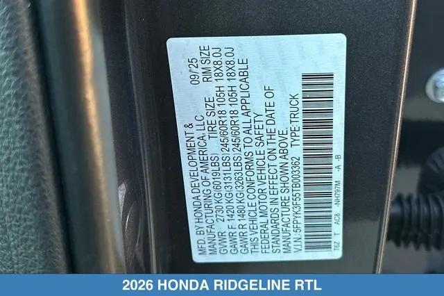 2026 Honda Ridgeline RTL
