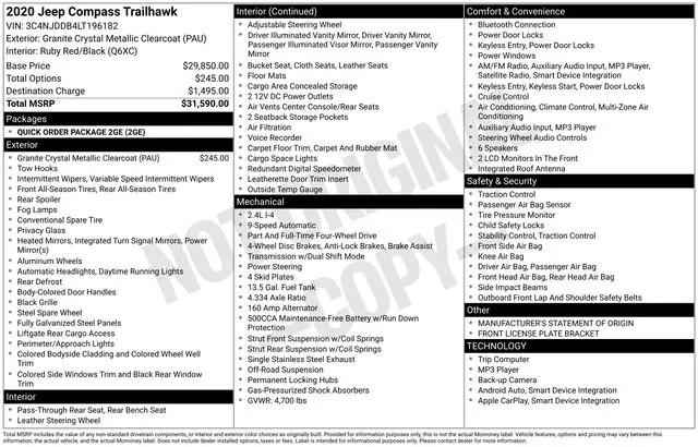 2020 Jeep Compass Trailhawk 4X4 2020 Jeep Compass Trailhawk 4X4