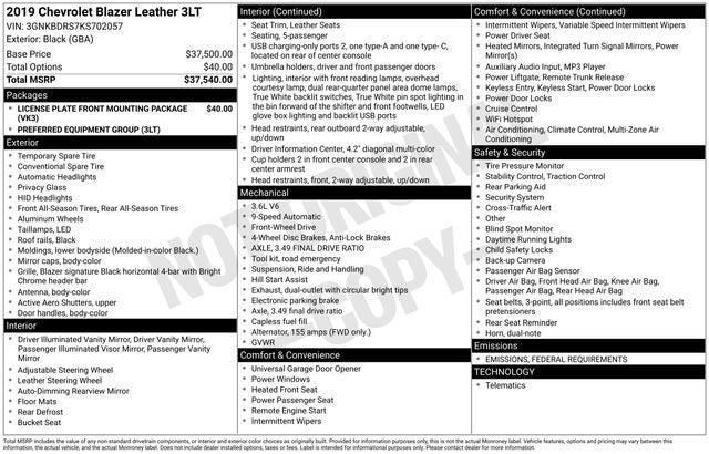 2019 Chevrolet Blazer Base 3LT