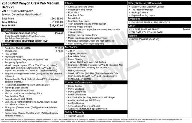 2016 GMC Canyon 2WD