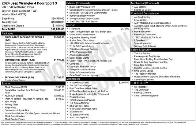 2024 Jeep Wrangler 4-Door Sport S 4x4 2024 Jeep Wrangler 4-Door Sport S 4x4