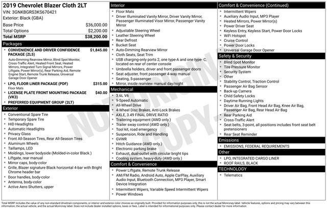 2019 Chevrolet Blazer Base 2019 Chevrolet Blazer Base