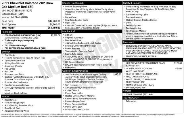 2021 Chevrolet Colorado 4WD Crew Cab Short Box ZR2