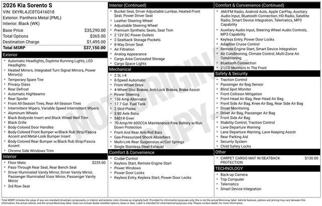 2026 Kia Sorento S for sale in Boardman, OH
