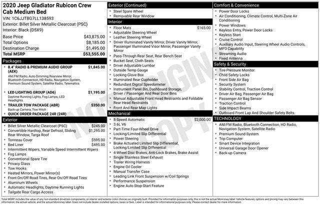 2020 Jeep Gladiator Rubicon 4X4 2020 Jeep Gladiator Rubicon 4X4