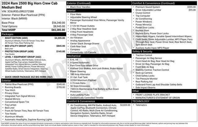 2024 RAM 2500 Big Horn Crew Cab 4x4 64 Box