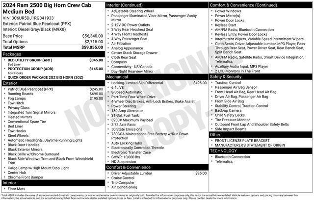 2024 RAM 2500 Big Horn Crew Cab 4x4 64 Box