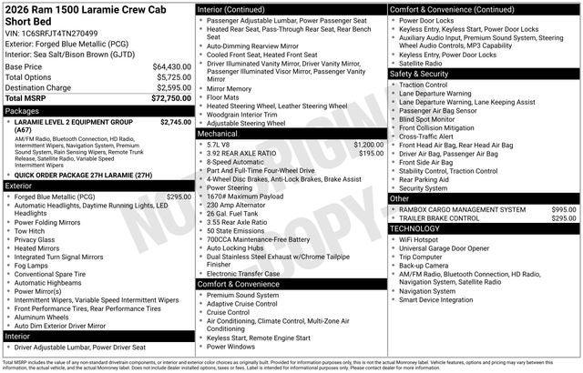 2026 RAM Ram 1500 RAM 1500 LARAMIE CREW CAB 4X4 57 BOX