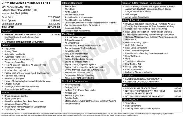 2022 Chevrolet Trailblazer AWD LT 2022 Chevrolet Trailblazer AWD LT