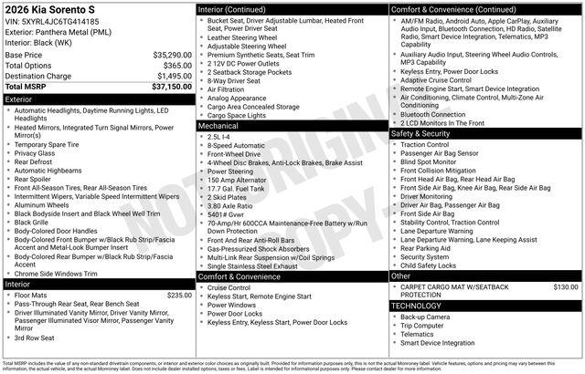 2026 Kia Sorento S for sale in Boardman, OH