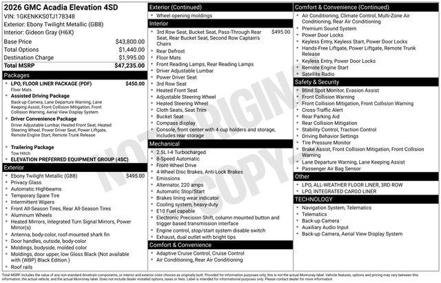 2026 GMC Acadia FWD Elevation