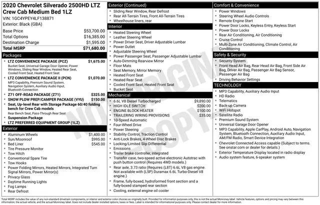 2020 Chevrolet Silverado 2500HD 4WD Crew Cab Standard Bed LTZ