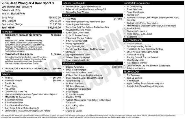 2026 Jeep Wrangler Sport S