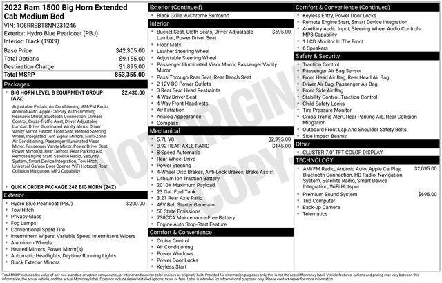 2022 RAM 1500 Big Horn Quad Cab 4x2 64 Box 2022 RAM 1500 Big Horn Quad Cab 4x2 64 Box
