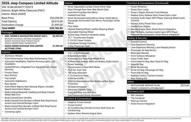 2026 Jeep Compass Limited Altitude