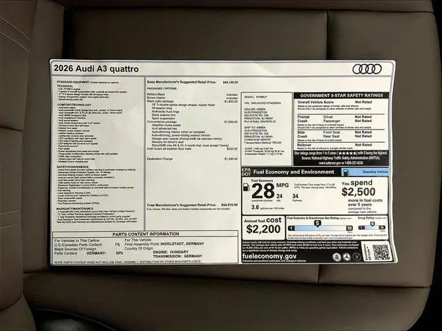 2026 Audi A3 Premium 40 TFSI quattro S tronic