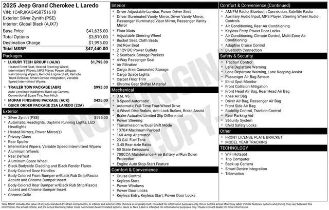 2025 Jeep Grand Cherokee L Laredo 4x4