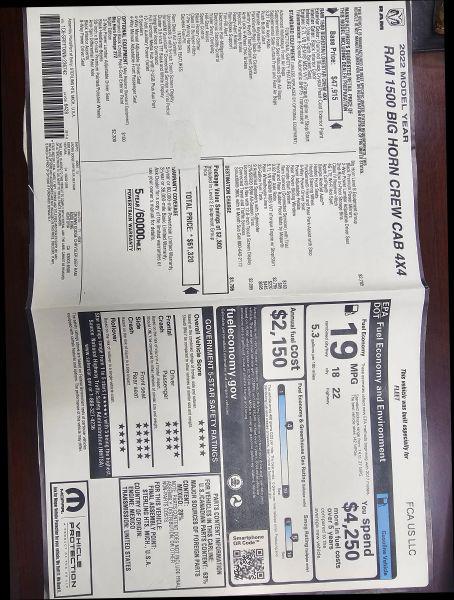 2022 Ram 1500 Big Horn Crew Cab 4x4 5'7" Box