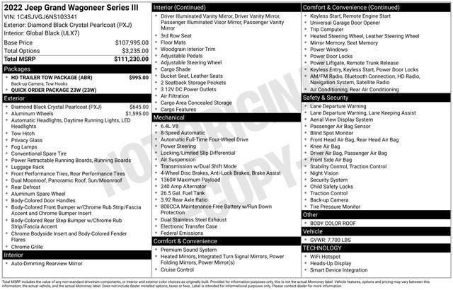 2022 Wagoneer Grand Wagoneer Series III 4x4 2022 Wagoneer Grand Wagoneer Series III 4x4