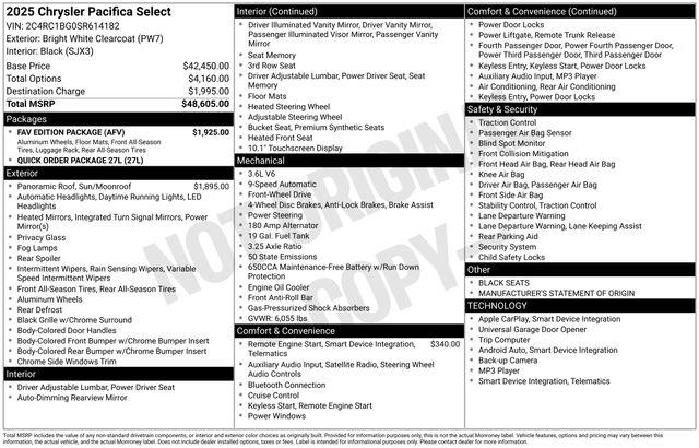 2025 Chrysler Pacifica Select