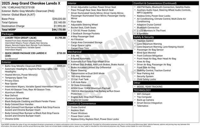 2025 Jeep Grand Cherokee GRAND CHEROKEE LAREDO X 4X4 2025 Jeep Grand Cherokee GRAND CHEROKEE LAREDO X 4X4